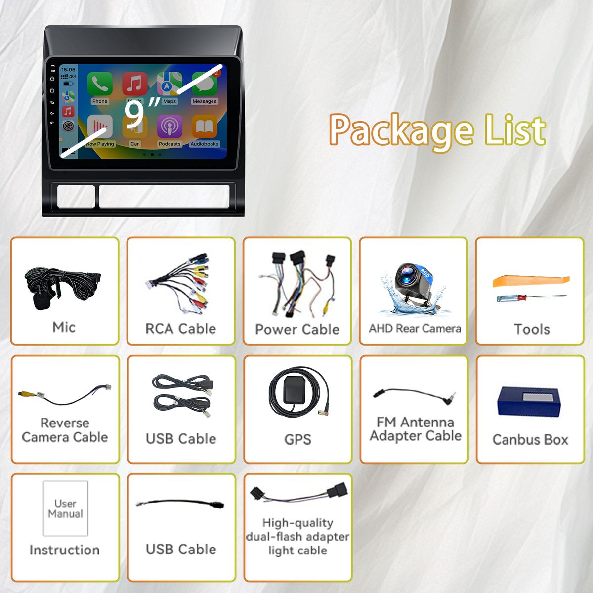 Android 13 Car Radio for Toyota Tacoma 2005–2015, Built-in Wireless Apple CarPlay & Android Auto