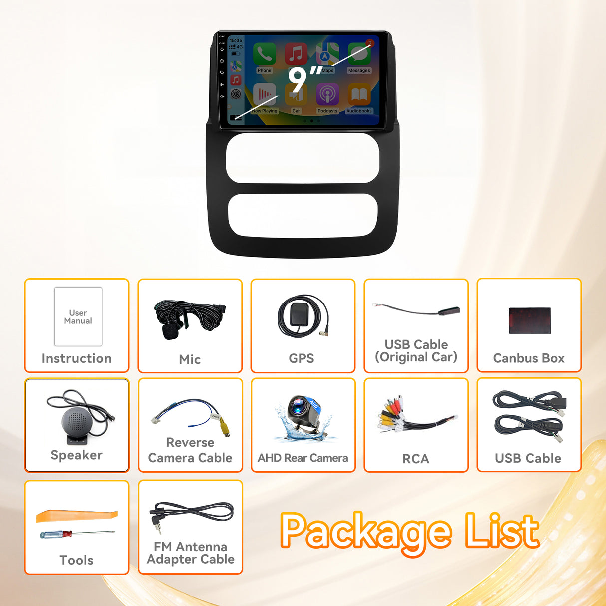 Android 14 Car Radio for Dodge Ram 1500 2500 2002-2005: 9 Inch 1280x800 Touchscreen Upgrade Apple CarPlay Android Auto Bluetooth 5G WiFi Backup Camera Support Steering Wheel Control FM GPS