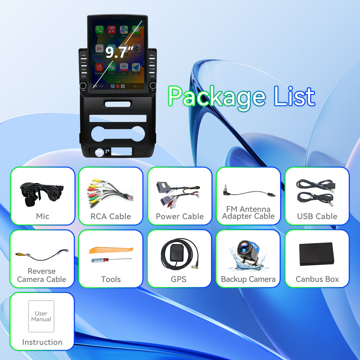 ZHNN Android 13 Car Stereo Radio Compatible with Ford F150 2009 2010 2011 2012,9.7 Inch Touchscreen Manual AC Upgrade,Wireless CarPlay & Android Auto/Bluetooth/GPS/WiFi/Mirror Link/Backup Camera