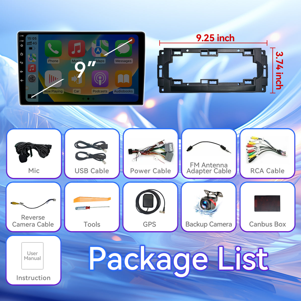ZHNN Android 13 9 Inch Car Radio Compatible with Dodge Ram 1500/2500/3500 2006-2008, Compatible with Chrysler 300/300C/Jeep Grand Cherokee 2005-2007, Wireless CarPlay/Android Auto, GPS, Backup Camera