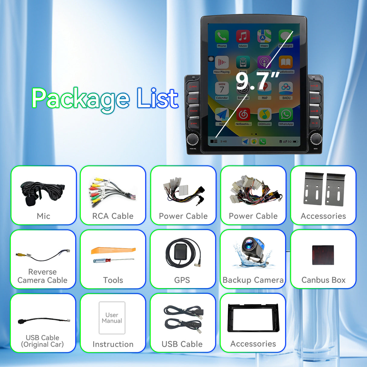 ZHNN Car Stereo Radio Compatible with Toyota Tundra 2014-2021,Android 13 Head Unit,9.7 Inch Touchscreen Support Bluetooth/Wireless CarPlay Android Auto/GPS/WiFi/Mirror Link/Backup Camera