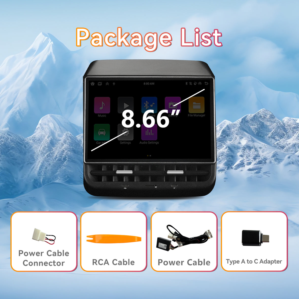 ZHNN 8.66 Inch Rear Display Screen Compatible with Tesla Model 3 17-23&Y19-24, 5G.Android 13 Supports HD Movie Watching, 4+64G,8-core, Supports seat Adjustment and Rear air Conditioning