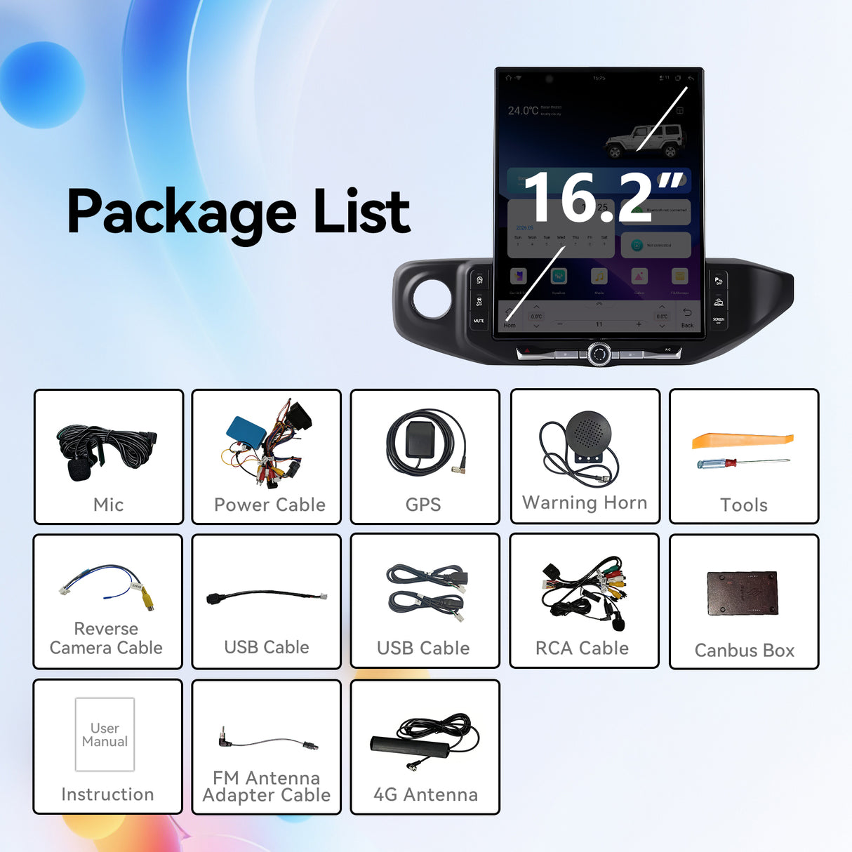 16.2 Inch Android 15 Car Radio for Jeep Wrangler JL 2018-2022 Gladiator JT 2019-2022, Upgrade Head Unit 2K IPS Touch Screen Carplay Android Auto, GPS Navigation,8G+256G, 8Core