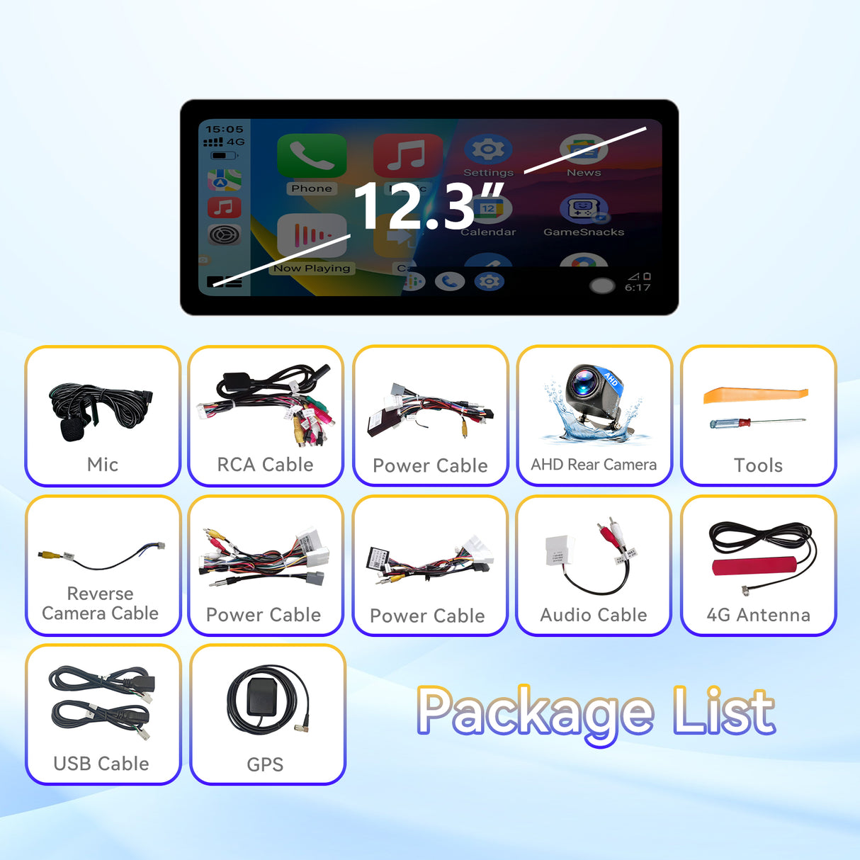 12.3" Android 13 Car Stereo Radio with Android Auto Wireless Carplay Compatible with Nissan Rogue 2014-2020 8core 4+64G Upgrade 2K Touchscreen Bluetooth WiFi GPS DSP AM FM Head Unit