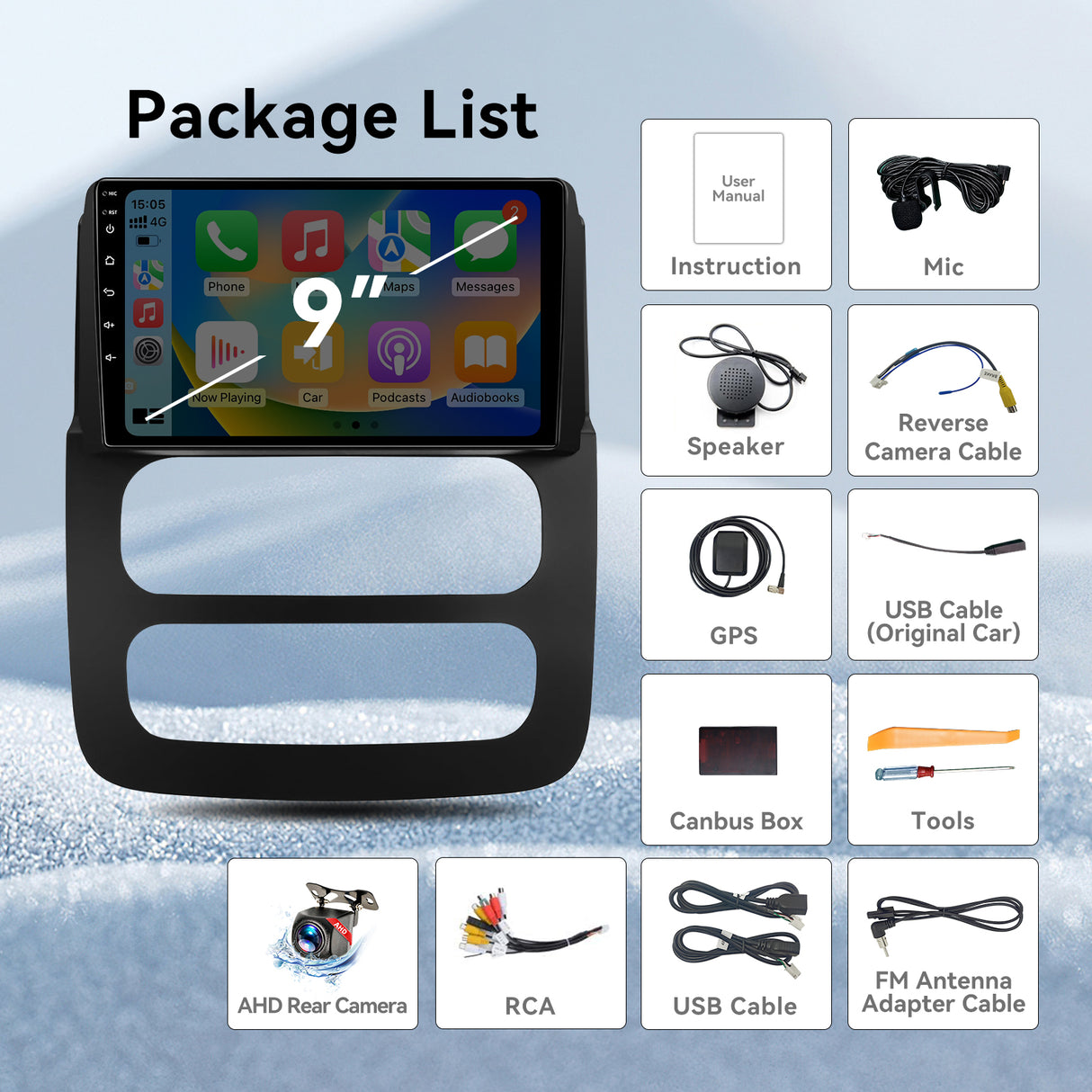 Android 13 Car Radio Compatible with Dodge Ram Radio 1500/2500/3500 2002 2003 2004 2005, 9 Inch 2+64G Car Stereo with Wireless CarPlay Android Auto, Bluetooth, WiFi, GPS, SWC, Backup Camera