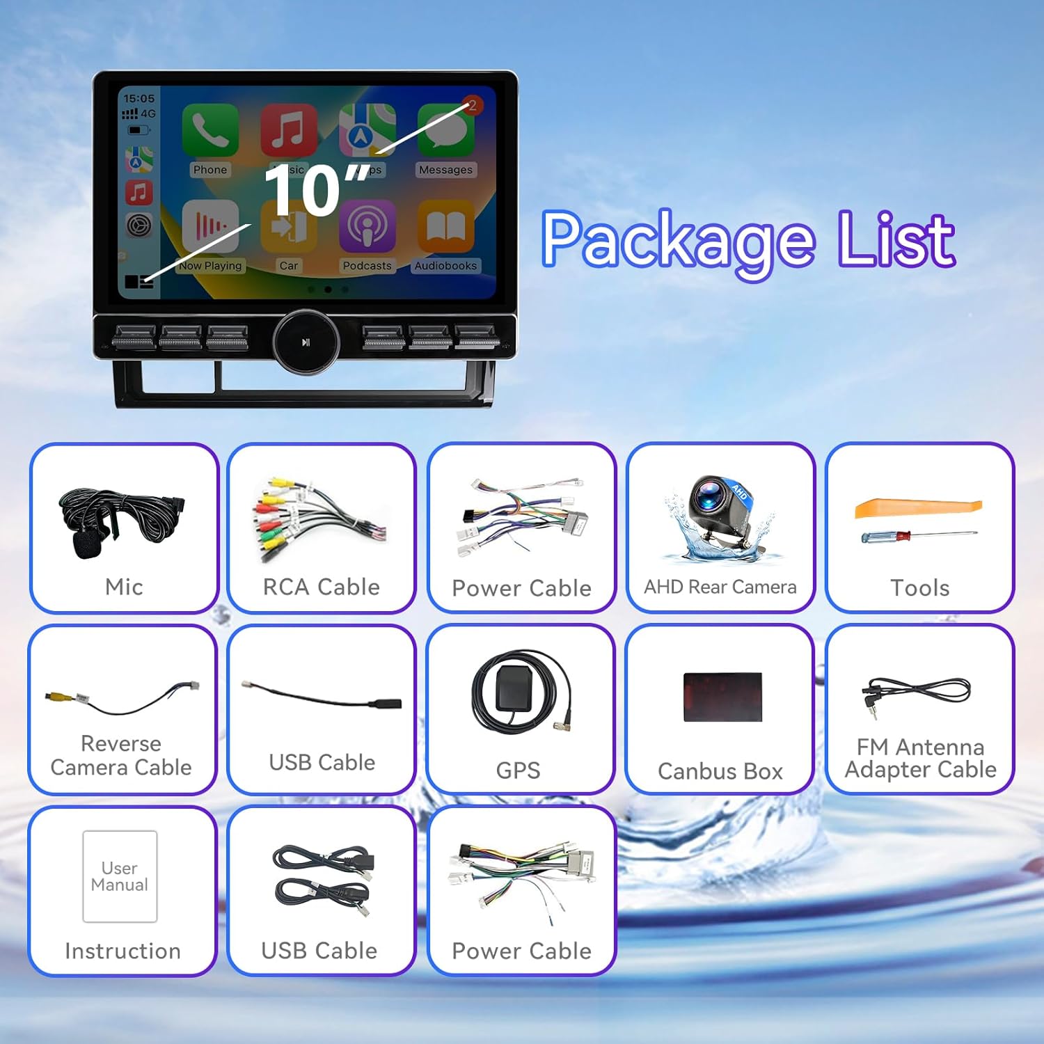 10 Inch Car Stereo Radio Compatible with Toyota Tacoma 2005-2015, Android 13 2+64G Wireless CarPlay Android Auto Car Radio Replacement with GPS/SWC/Backup Camera