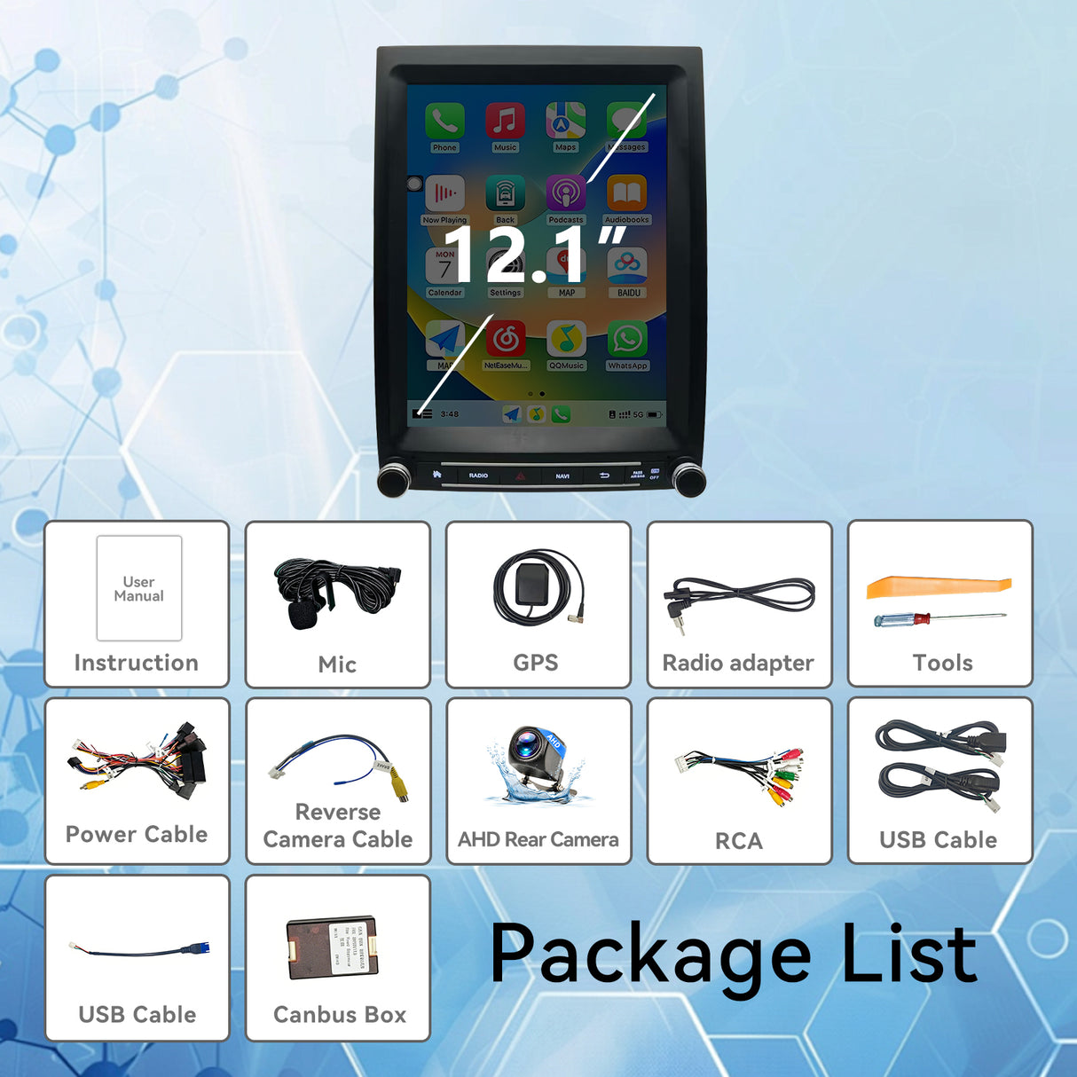 12.1 inch Android 13 Car Radio for Ford expedition F350 2013-2017, Upgrade Head Unit 1920*1080 Touch Screen Carplay Android Auto GPS Navigation,4G+64G, 8Core