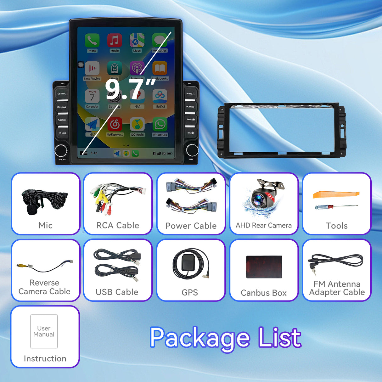 ZHNN 9.7 Inch Android 13 Car Radio Compatible with Dodge RAM 1500 2500 3500 2009-2012/ Jeep Wrangler JK 2007-2018, 2+64G Car Stereo with Wireless CarPlay Android Auto/WiFi/GPS/Backup Camera