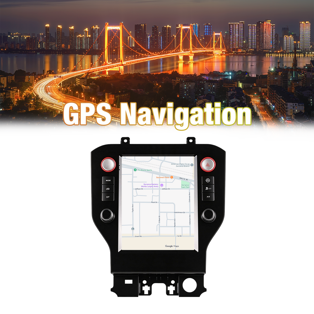 Touchscreen Car Stereo for Ford Mustang 2015-2021, Wireless CarPlay & Android Auto Head Unit Upgrade, Built-in DSP, GPS Navigation, Bluetooth Multimedia Radio Player