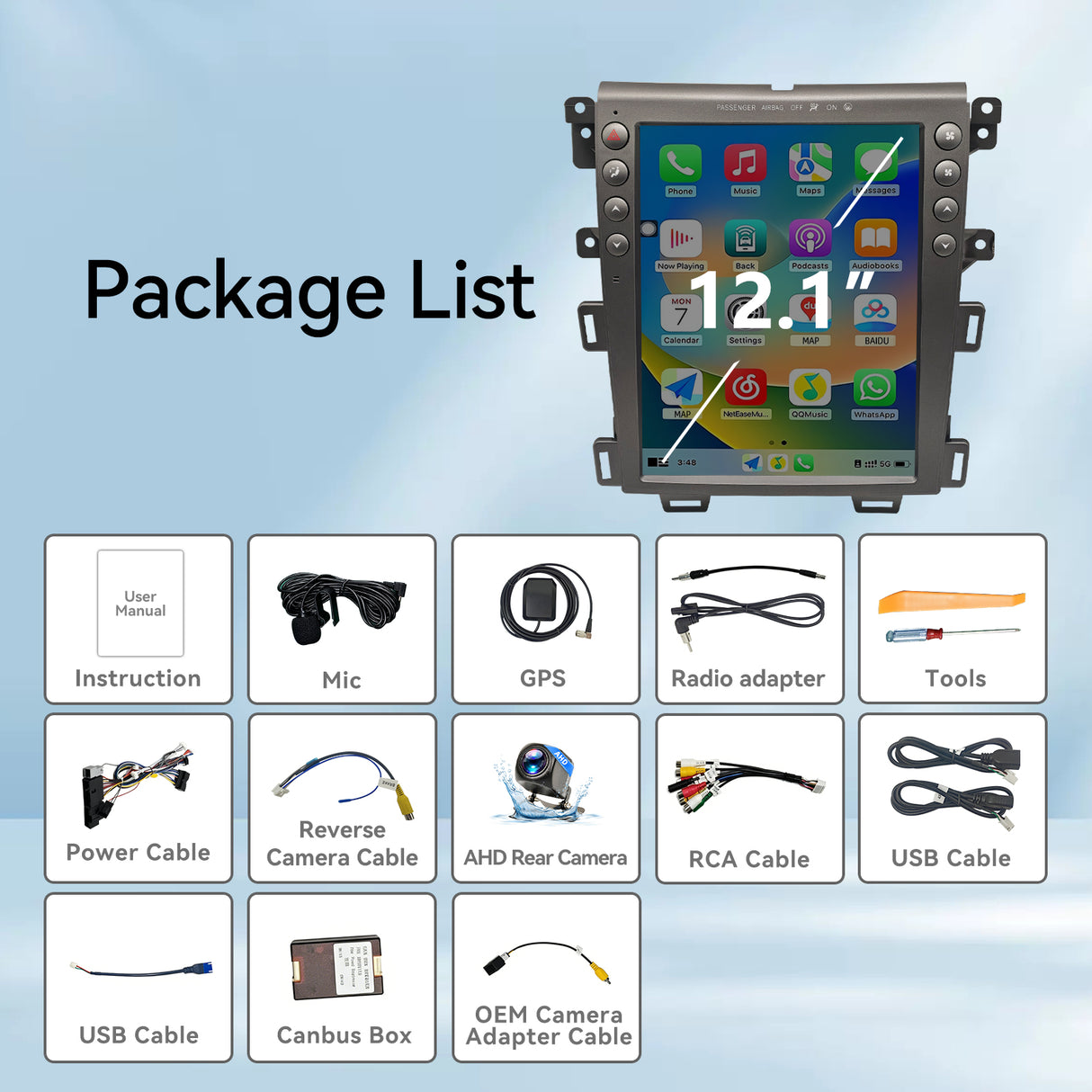 12.1 inch Android 13 Car Radio for Ford Edge 2009-2013, Upgrade Head Unit 1920*1080 Touch Screen Carplay Android Auto, GPS Navigation,4G+64G, 8Core