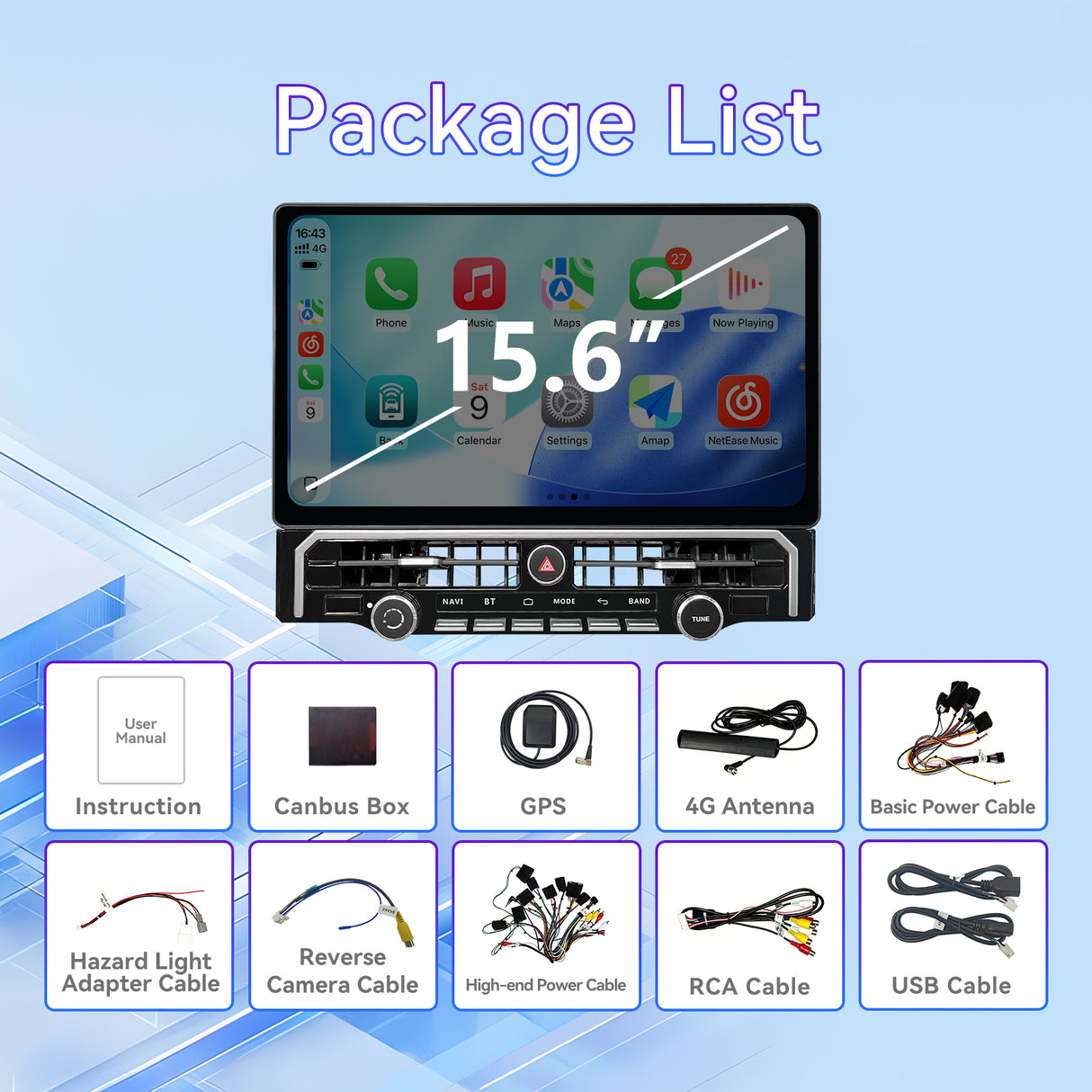 15.6 Inch Car Radio Upgrade Stereo Compatible with Toyota 4Runner 2010-2023, Android 13 System 8+256GB Large Touchscreen Car Head Unit with Wireless CarPlay & Android Auto/SWC/GPS Navigation