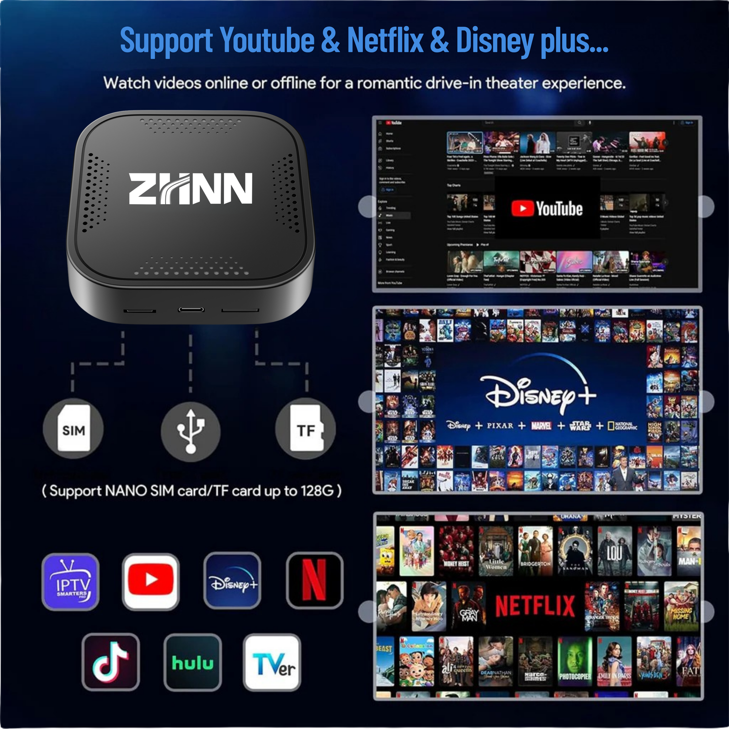 ZHNN B1 CarPlay AI Box for Cars with Wired Carplay/Android Auto