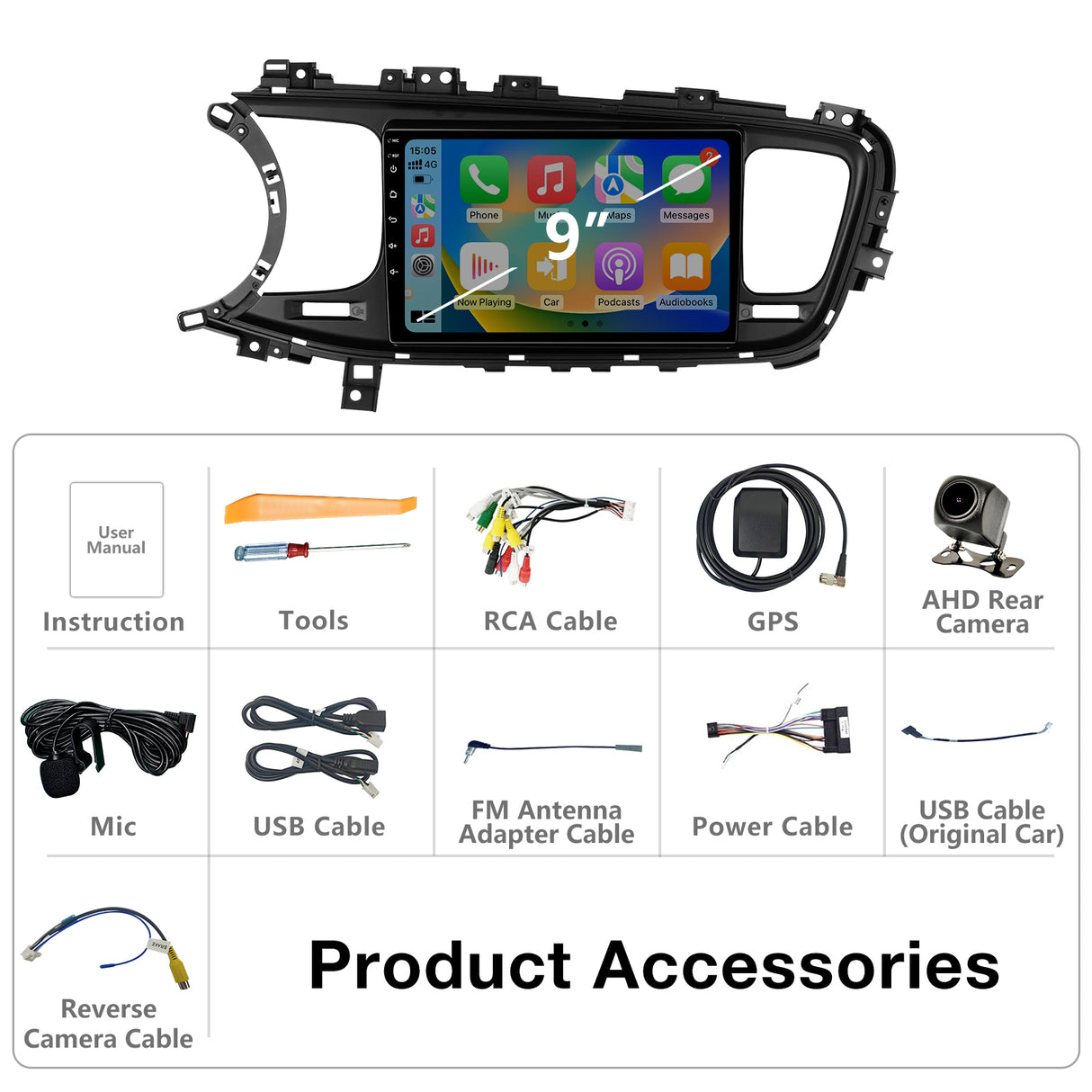 ZHNN Car Radio Compatible with KIA Optima K5 2013 2014 2015 with Wireless CarPlay/Android Auto