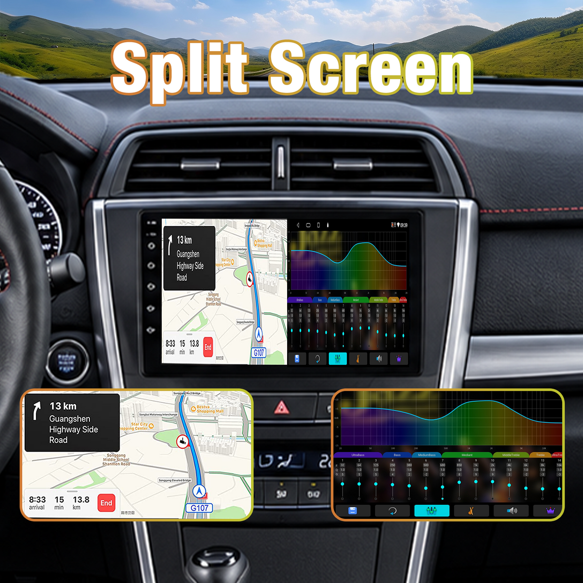Android Touchscreen Car Stereo for Toyota Camry 2015-2017, Wireless CarPlay & Android Auto, GPS Navigation, WiFi, FM Radio, SWC, Bluetooth, with 1080P Backup Camera