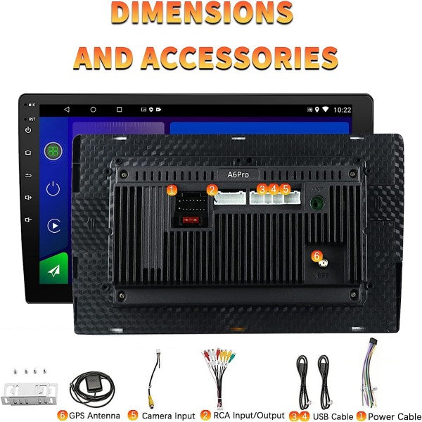 Renew ZHNN 10.1 Inch Double Din Touch Screen Carplay Radio