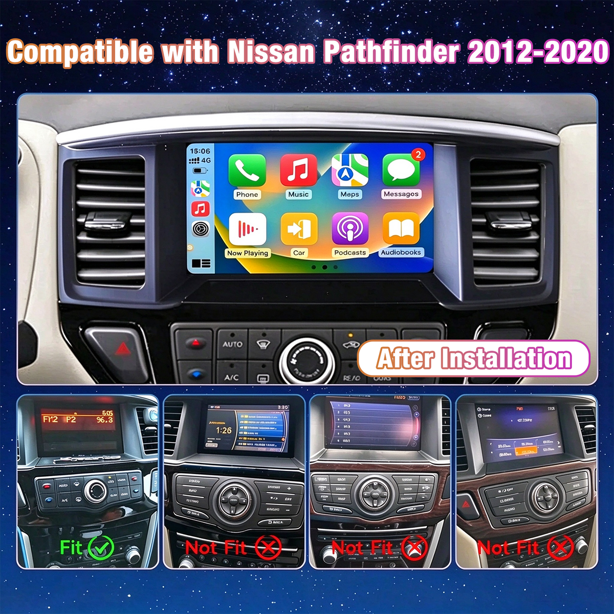 Android Car Radio for Nissan Pathfinder 2012-2020, Wireless CarPlay & Android Auto Stereo Receiver, Built-in GPS Navigation, Bluetooth, WiFi, FM Radio Multimedia Head Unit