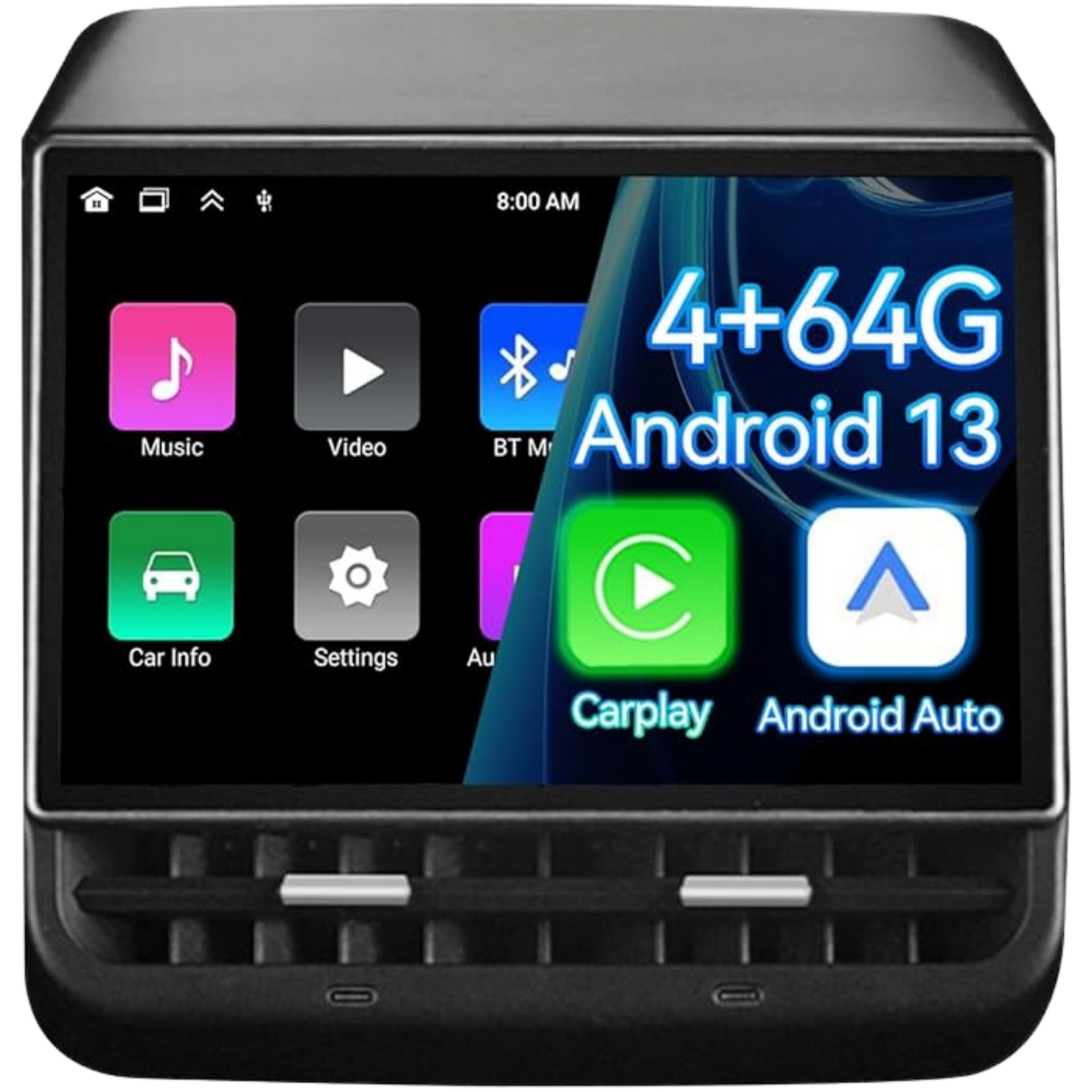 ZHNN 8.66 Inch Rear Display Screen Compatible with Tesla Model 3 17-23&Y19-24, 5G.Android 13 Supports HD Movie Watching, 4+64G,8-core, Supports seat Adjustment and Rear air Conditioning