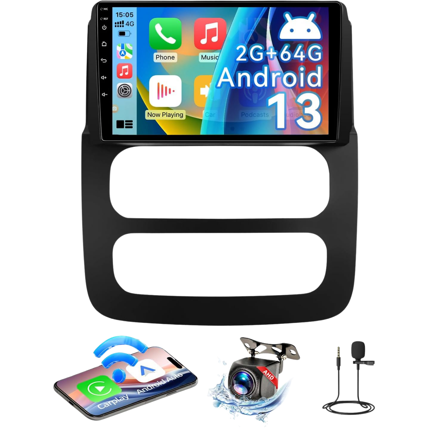 Android 13 Car Radio Compatible with Dodge Ram Radio 1500/2500/3500 2002 2003 2004 2005, 9 Inch 2+64G Car Stereo with Wireless CarPlay Android Auto, Bluetooth, WiFi, GPS, SWC, Backup Camera