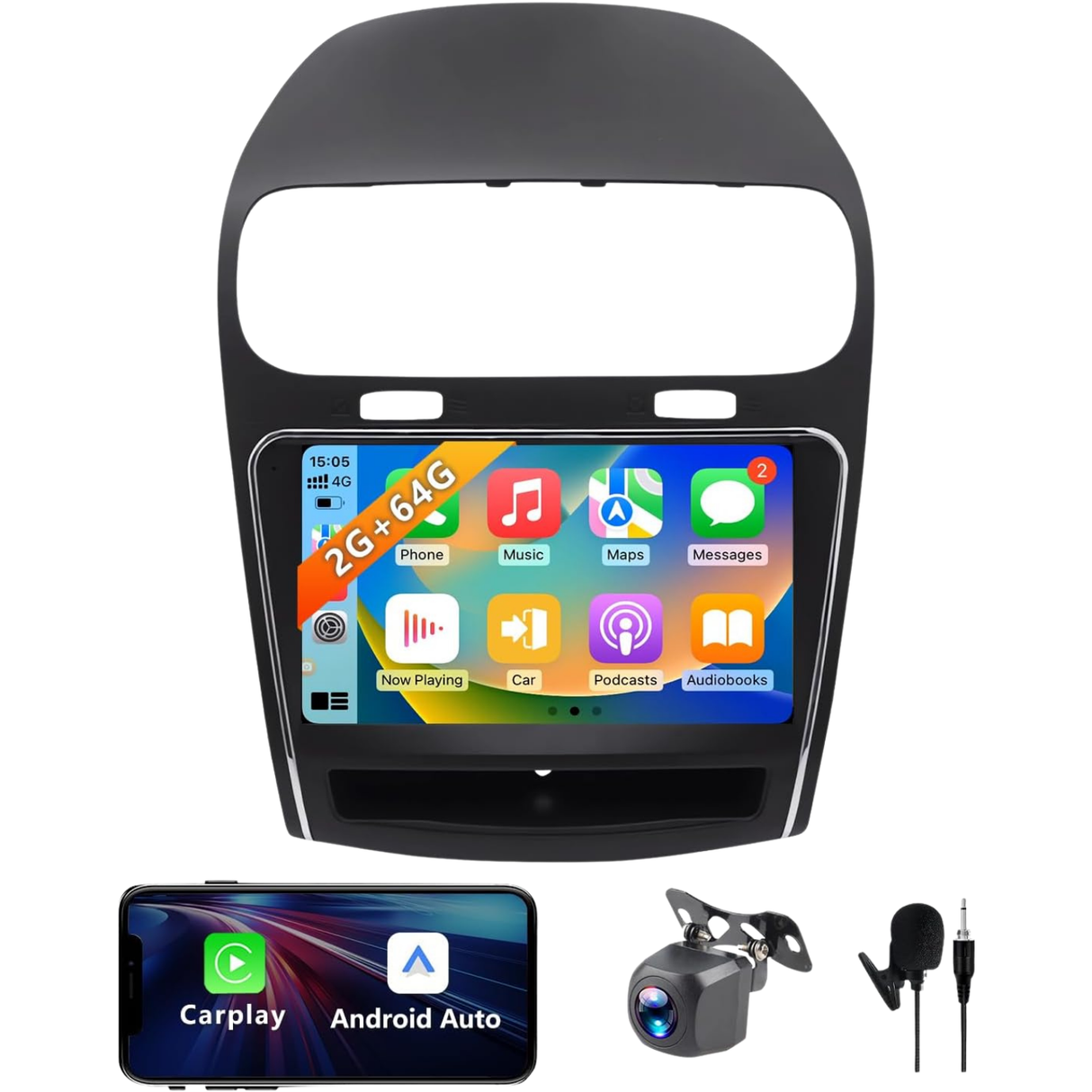 Android 13 Car Radio Stereo Compatible with Dodge Journey 2011-2019 Wireless Carplay/Android Auto/Mirrorlink, 2+64G 9 Inch Touch Screen Car Radio with GPS Navigation,Bluetooth, FM, Backup Camera