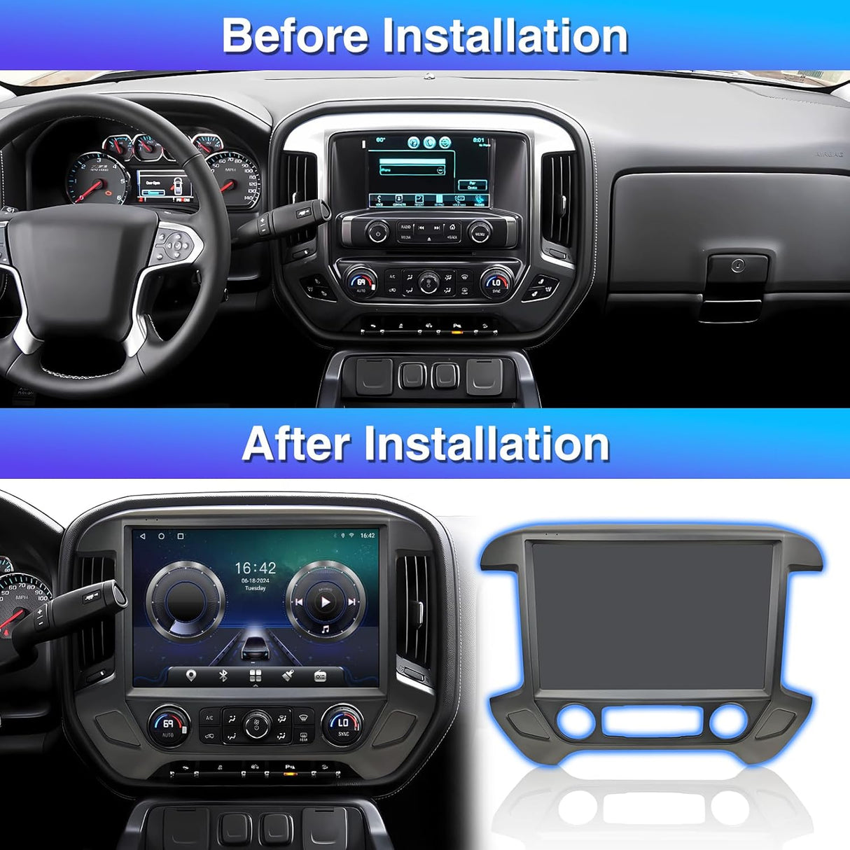 ZHNN Car Radio Stereo Compatible with Chevy Silverado GMC Sierra 2014-2018, support Carplay/Android Auto