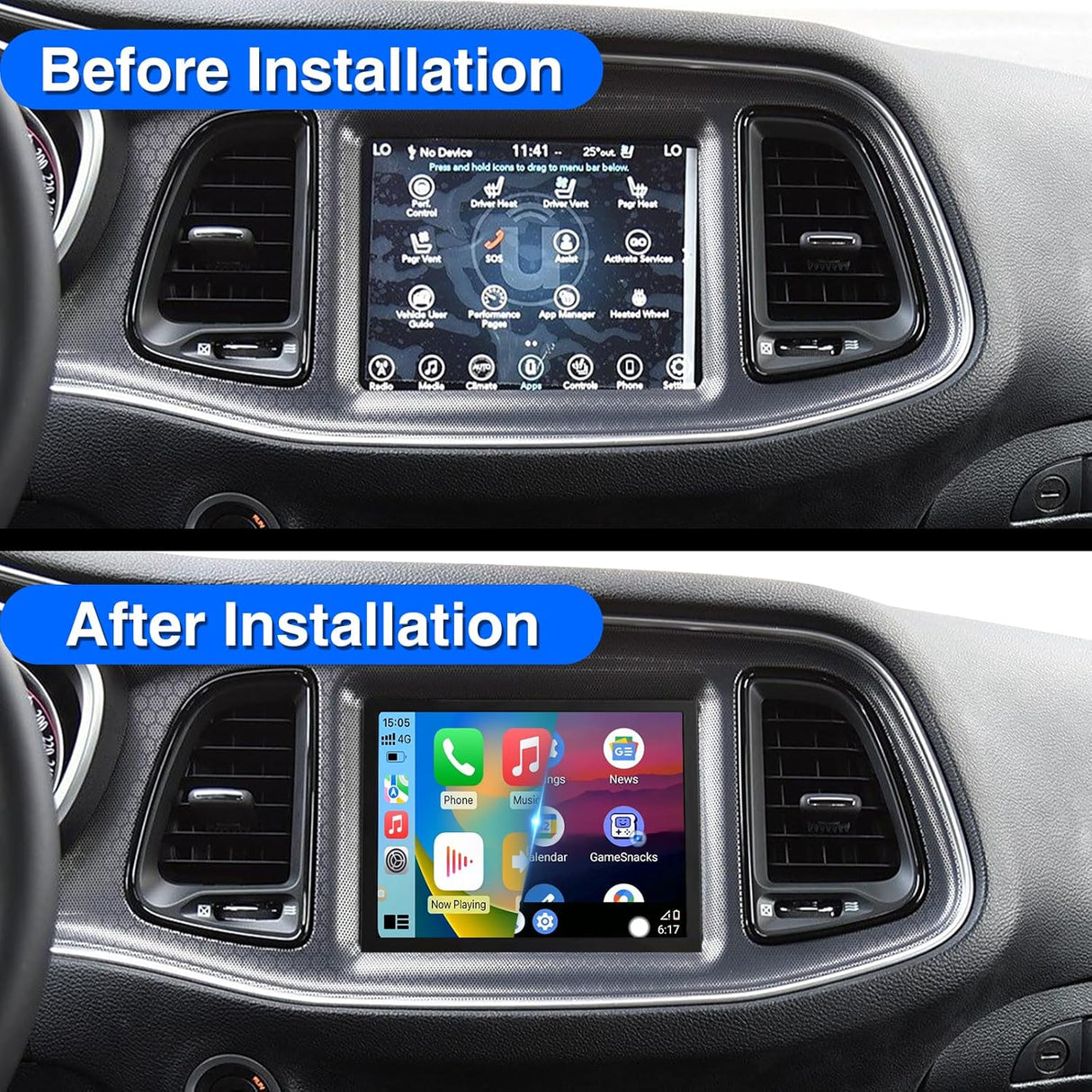 ZHNN Car Stereo Compatible with Dodge Charger/Challenger 2015 2016 2017 2018 2019, Touchscreen Car Head Unit with Carplay/Android Auto