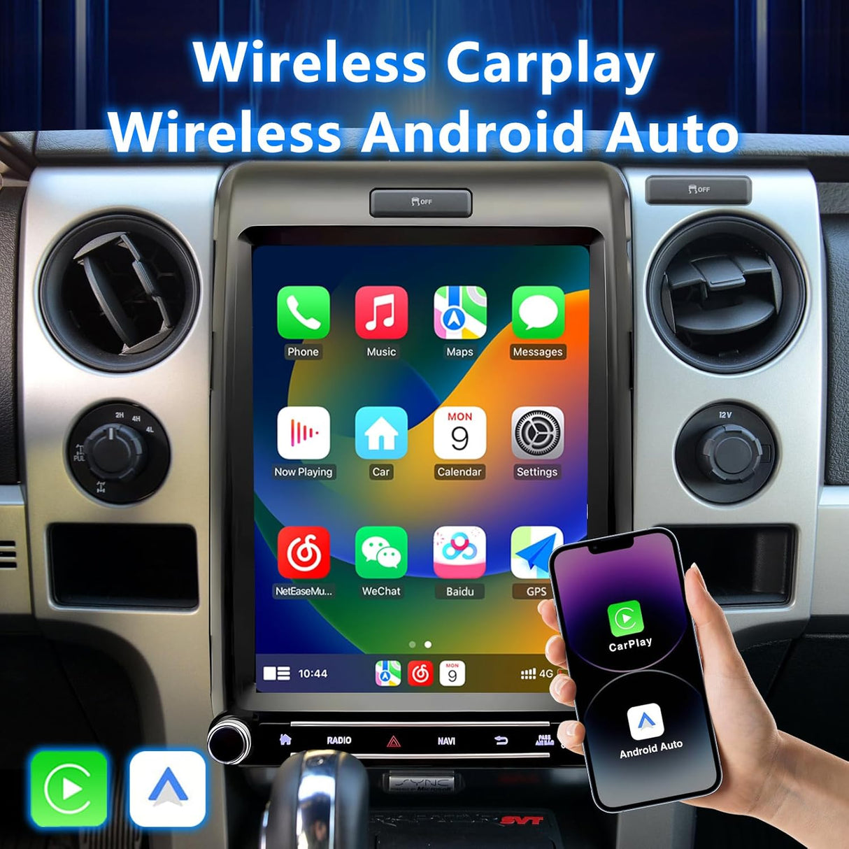 ZHNN Car Radio Compatible with Ford F150 Stereo Upgrade 2013 2014, Replacement with Wireless Carplay Android Auto