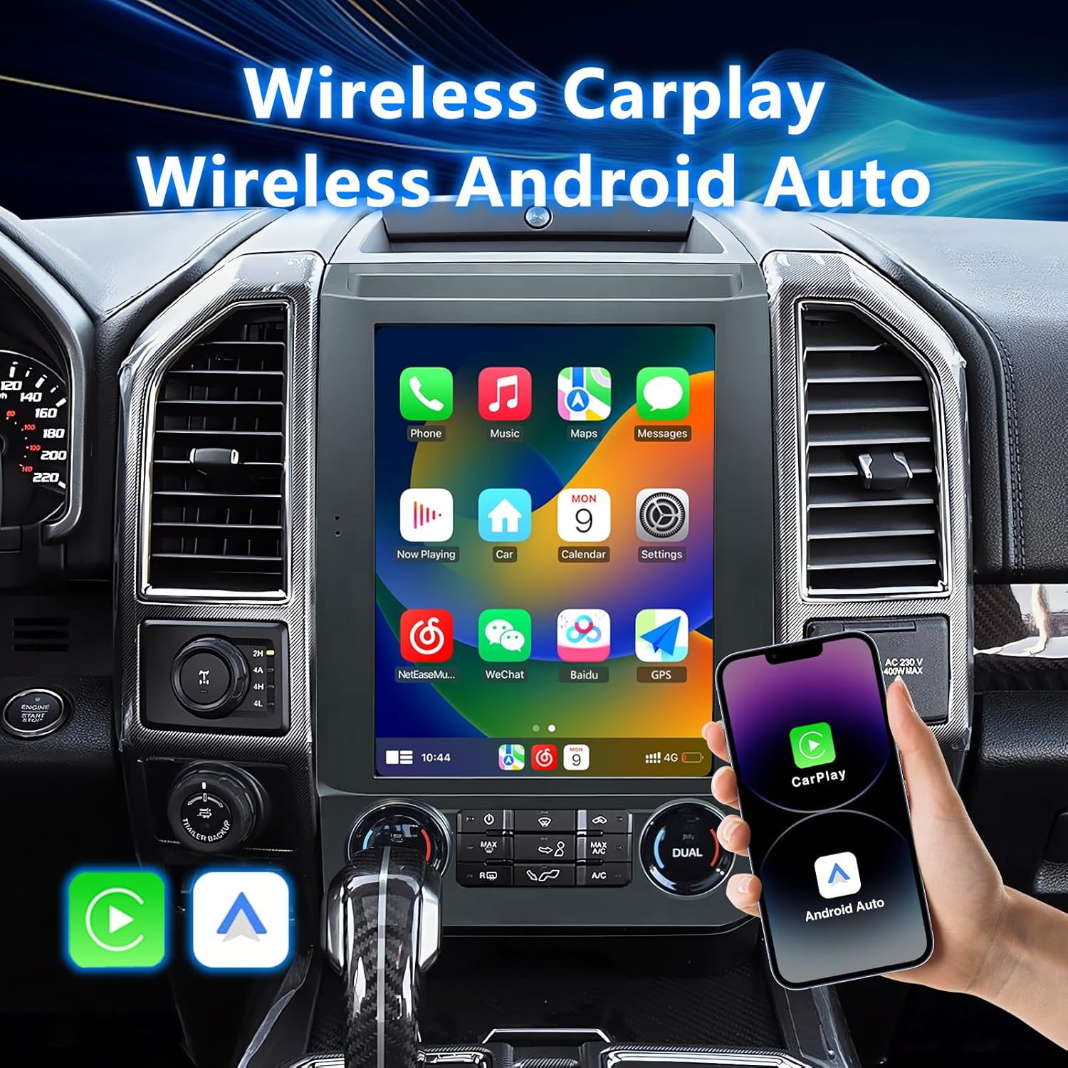 ZHNN Car Radio Compatible with Ford F150 Radio Upgrade 2016-2021, Touch Screen Support Wireless Carplay/Android Auto