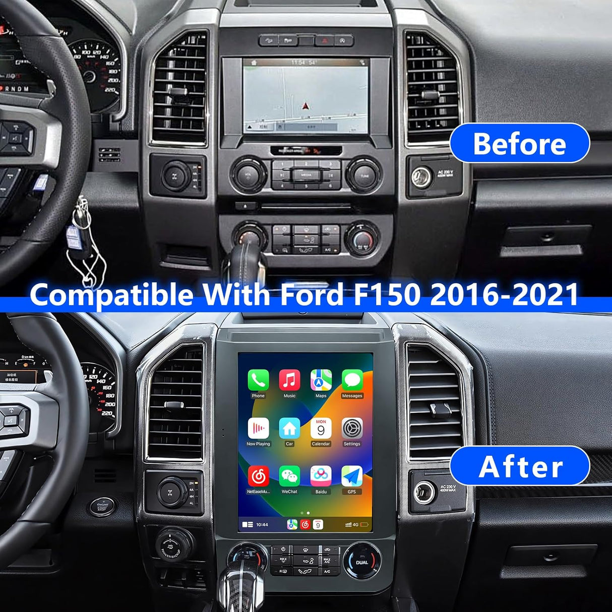 ZHNN Car Radio Compatible with Ford F150 Radio Upgrade 2016-2021, Touch Screen Support Wireless Carplay/Android Auto