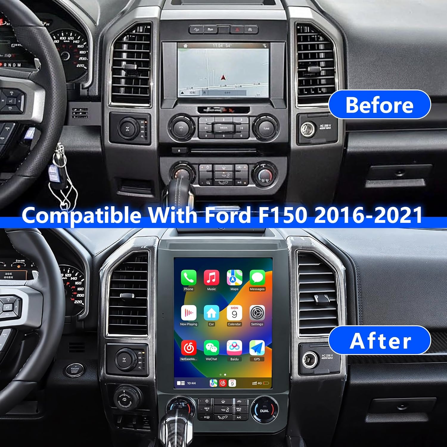 ZHNN Car Radio Compatible with Ford F150 Radio Upgrade 2016-2021, Touch Screen Support Wireless Carplay/Android Auto
