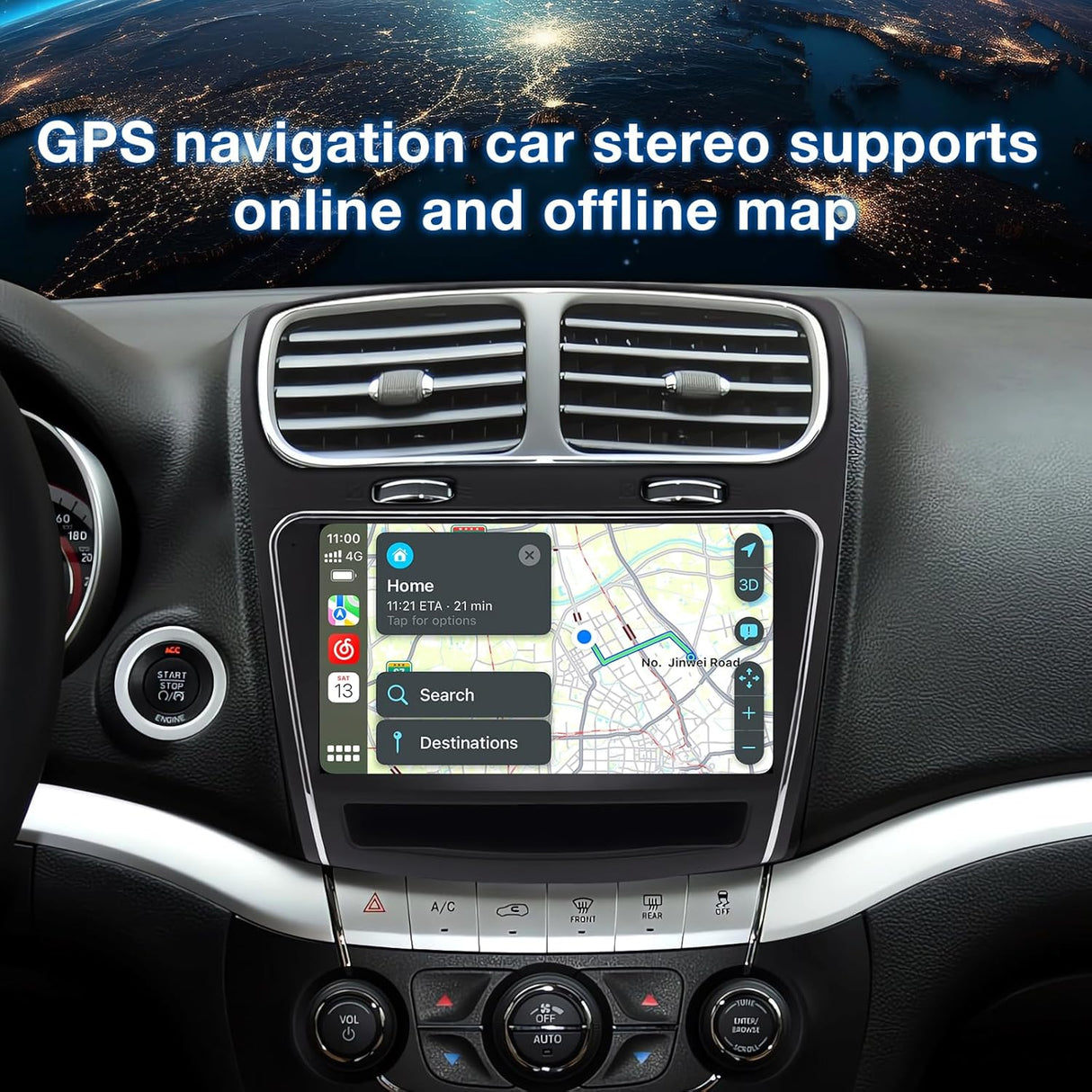 Android 13 Car Radio Stereo Compatible with Dodge Journey 2011-2019 Wireless Carplay/Android Auto/Mirrorlink, 2+64G 9 Inch Touch Screen Car Radio with GPS Navigation,Bluetooth, FM, Backup Camera