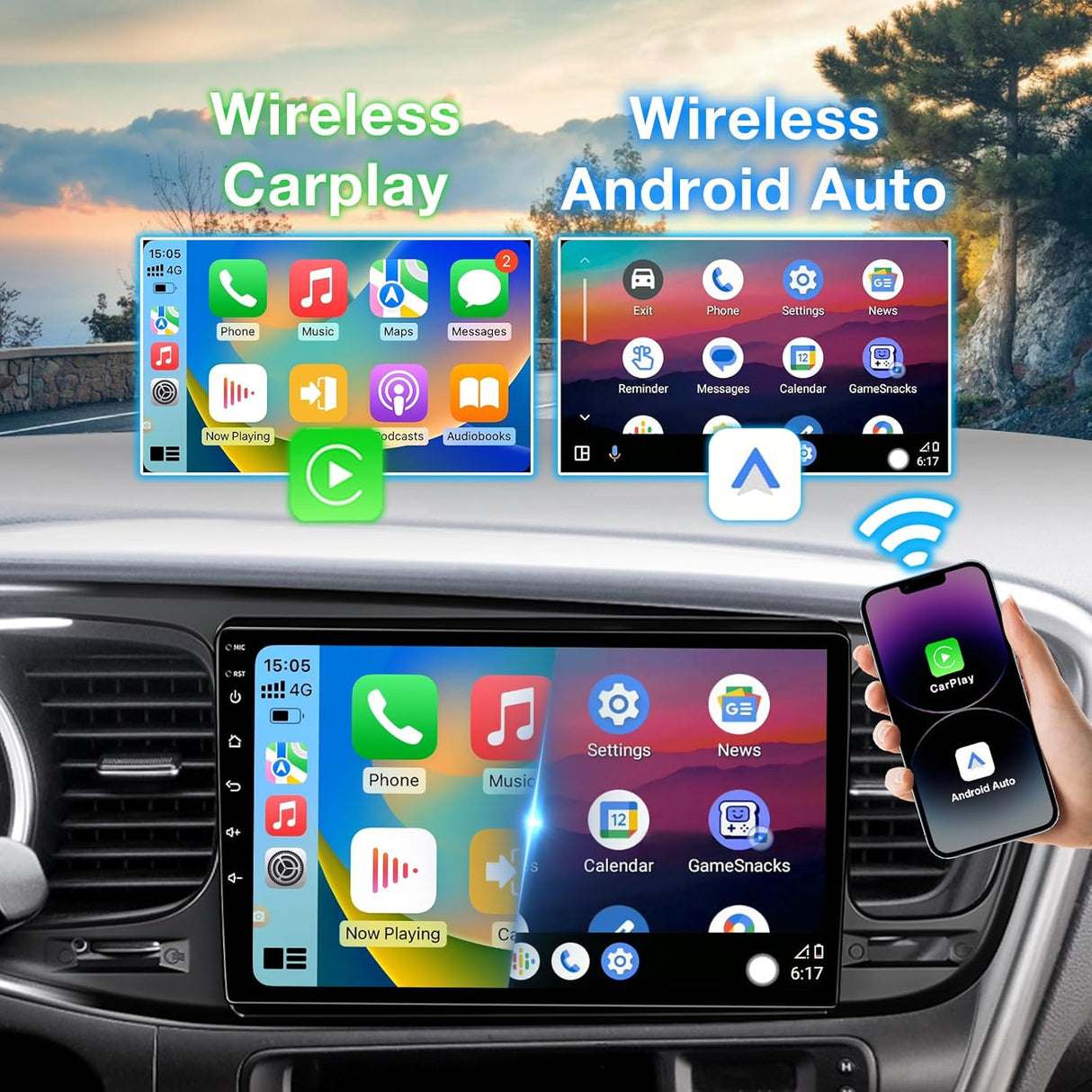 ZHNN Car Radio Compatible with KIA Optima K5 2013 2014 2015 with Wireless CarPlay/Android Auto
