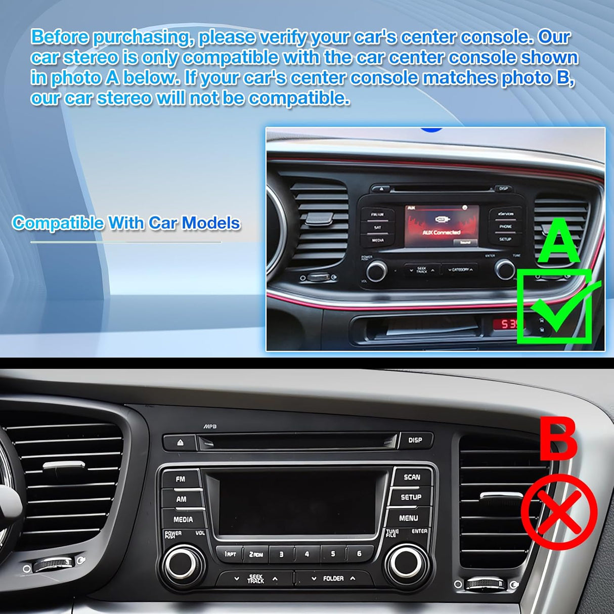 ZHNN Car Radio Compatible with KIA Optima K5 2013 2014 2015 with Wireless CarPlay/Android Auto