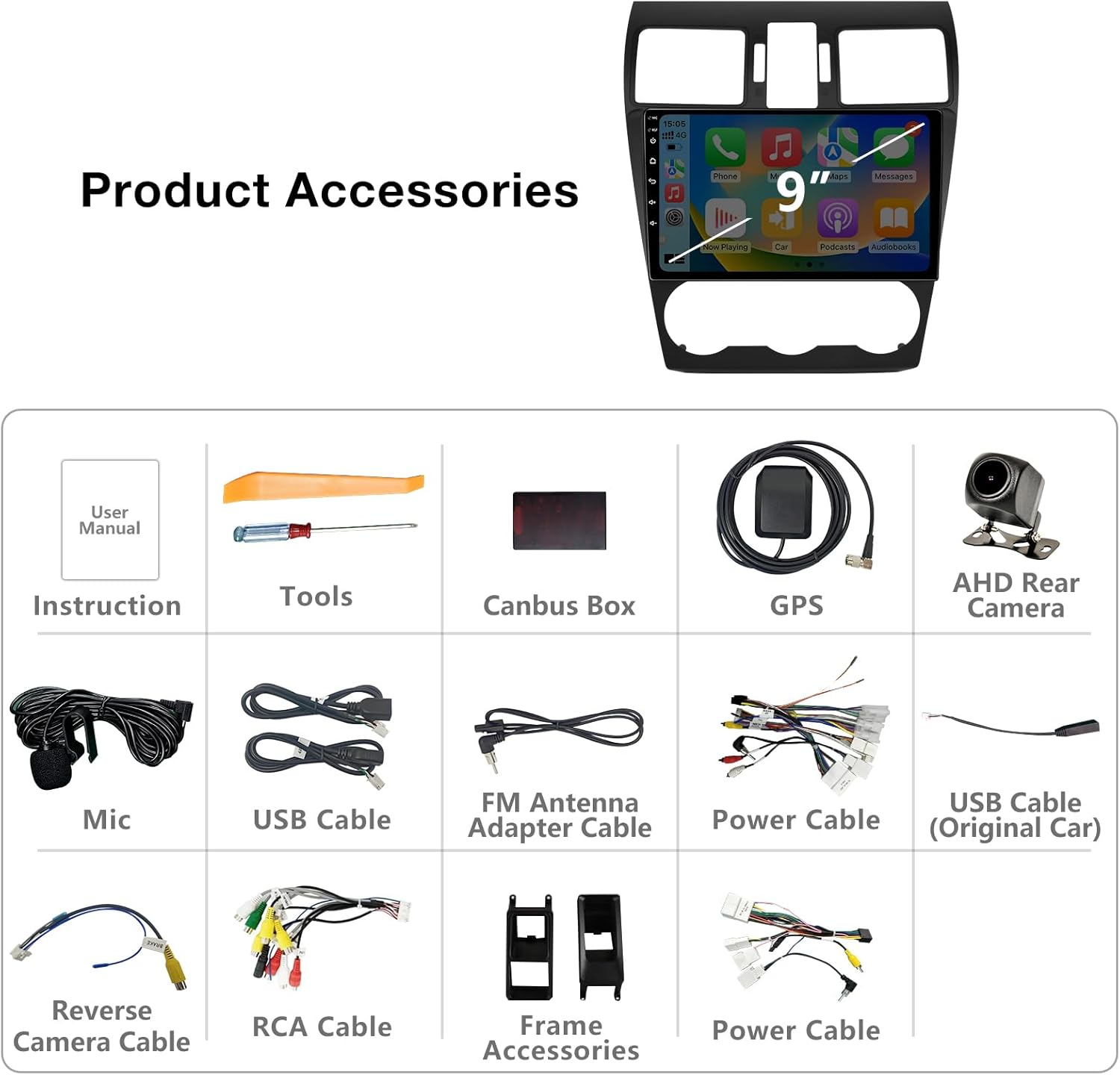 ZHNN Car Radio Stereo Compatible with Subaru Forester WRX Impreza 2013 2014 2015 with Carplay/Android Auto