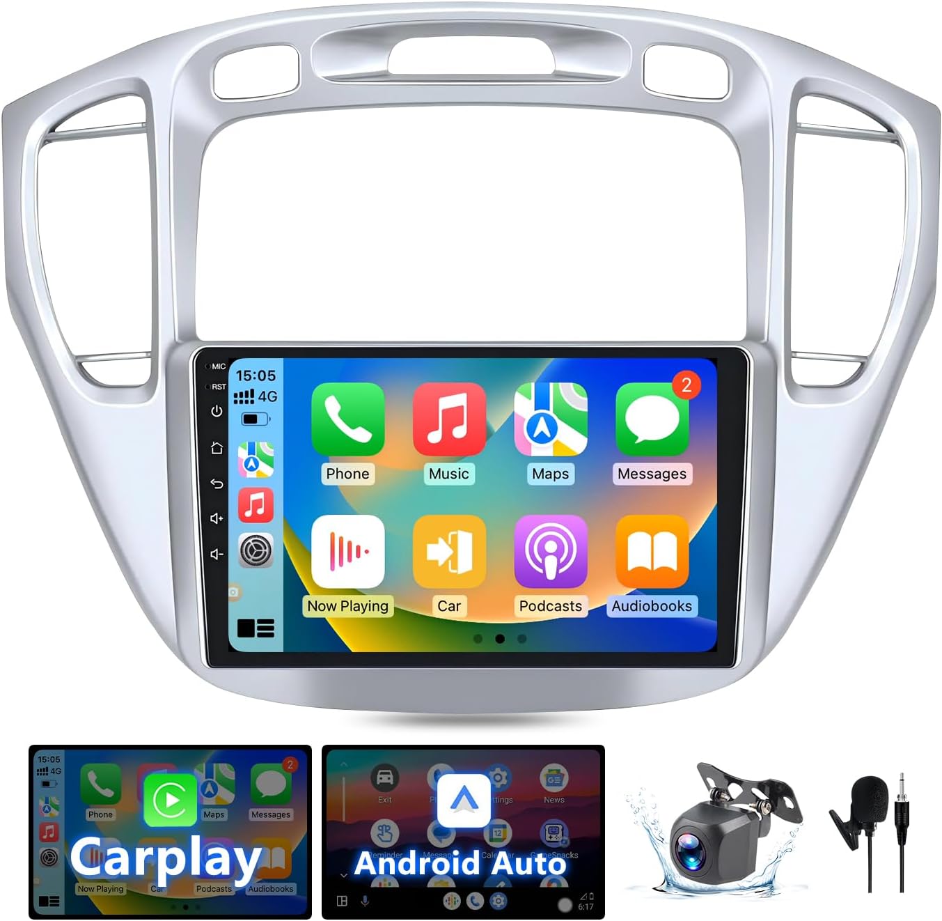 ZHNN Touchscreen Car Stereo for Toyota Highlander 2000-2007, Android 13, Wireless CarPlay/Android Auto