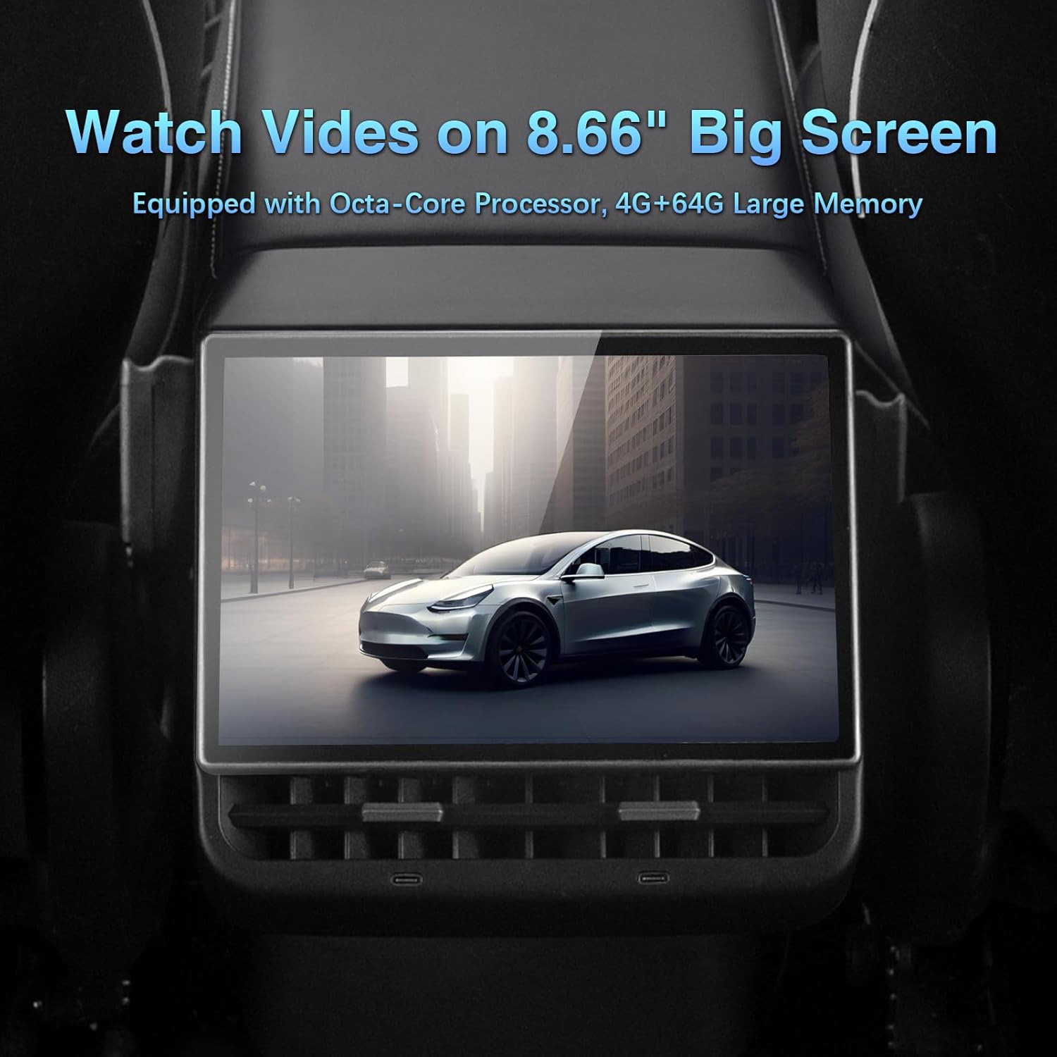 8.66 Inch Rear Display Screen Compatible with Tesla Model 3 17-23&Y19-24, 5G.Android 13 Supports HD Movie Watching, 4+64G,8-core, Supports seat Adjustment and Rear air Conditioning