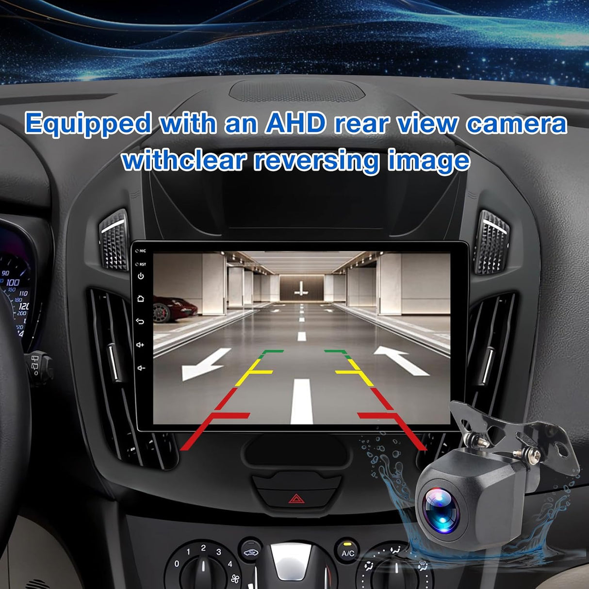 ZHNN 2+64GB Car Radio Stereo Compatible with Ford Transit Connect 2014-2018, 9 Inch Android 13 Touch Screen Car Radio with CarPlay/Android Auto, GPS FM WiFi Bluetooth Backup Camera