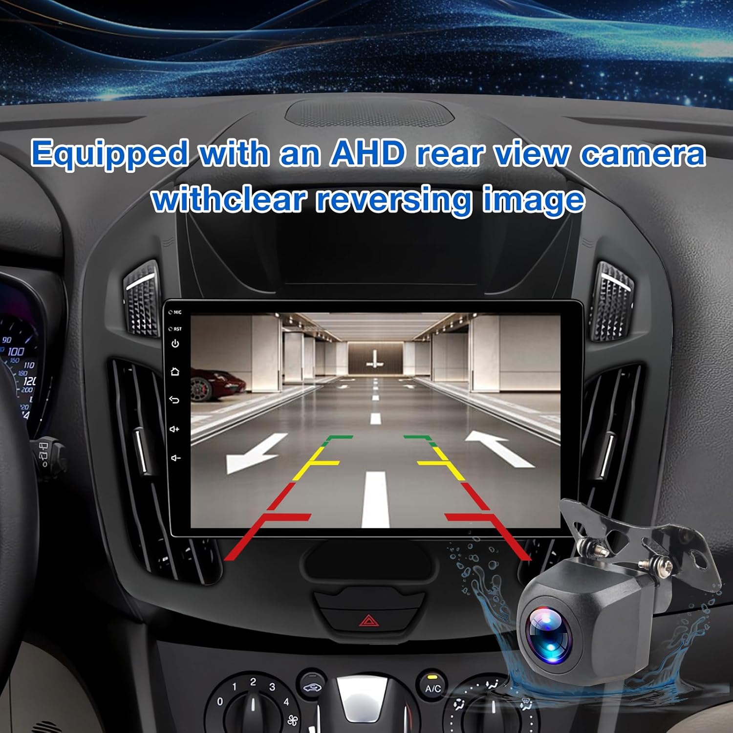 ZHNN 2+64GB Car Radio Stereo Compatible with Ford Transit Connect 2014-2018, 9 Inch Android 13 Touch Screen Car Radio with CarPlay/Android Auto, GPS FM WiFi Bluetooth Backup Camera