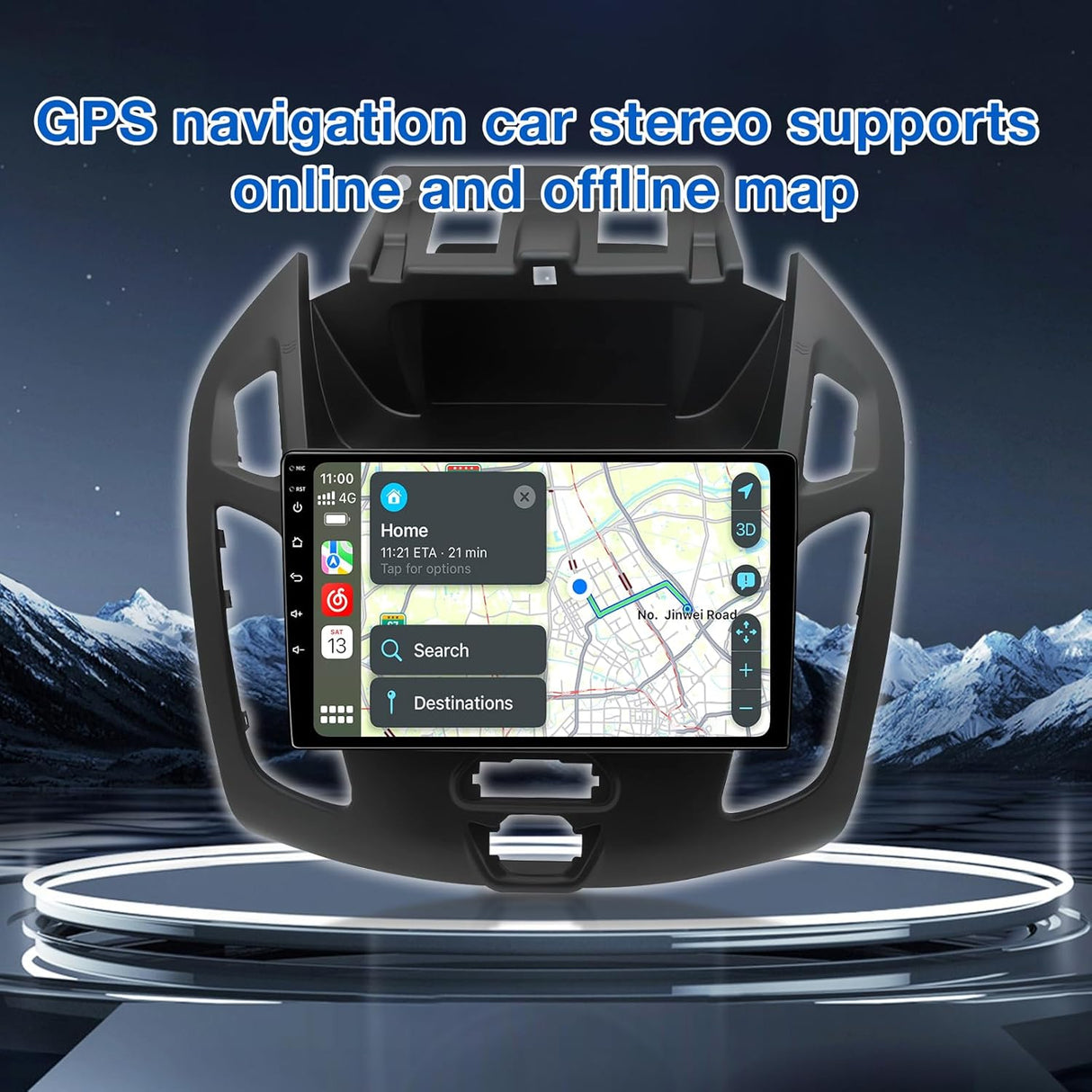 ZHNN 2+64GB Car Radio Stereo Compatible with Ford Transit Connect 2014-2018, 9 Inch Android 13 Touch Screen Car Radio with CarPlay/Android Auto, GPS FM WiFi Bluetooth Backup Camera