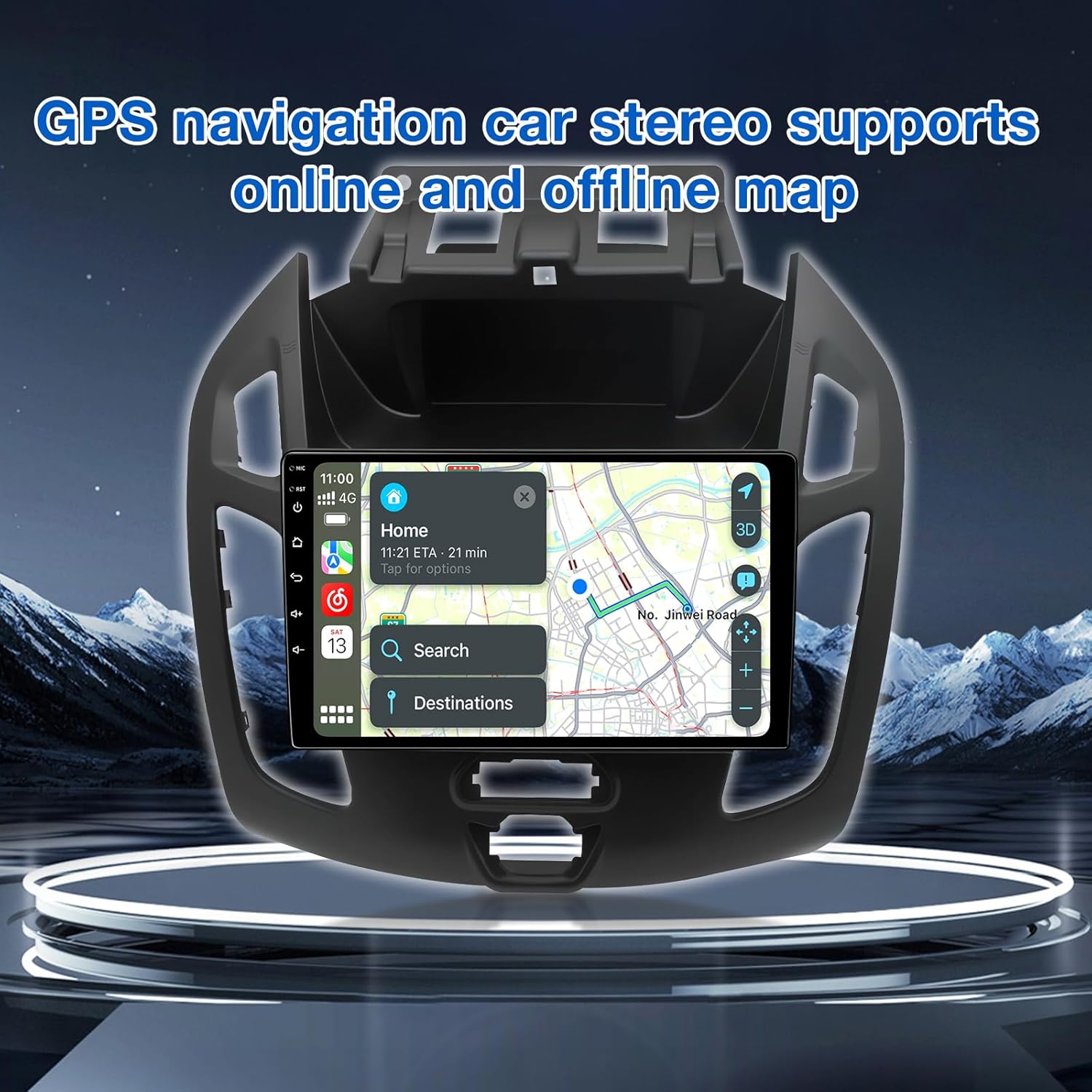 ZHNN 2+64GB Car Radio Stereo Compatible with Ford Transit Connect 2014-2018, 9 Inch Android 13 Touch Screen Car Radio with CarPlay/Android Auto, GPS FM WiFi Bluetooth Backup Camera