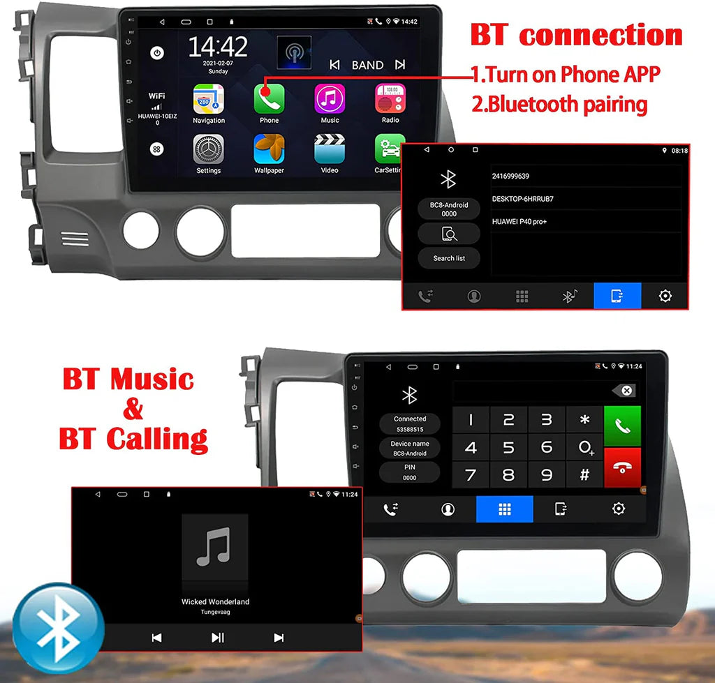 Car Radio Compatible with Honda Civic 2006 2007 2008 2009 2010 2011,Car Stereo Android 13 Touch Screen Wireless CarPlay&Android Auto