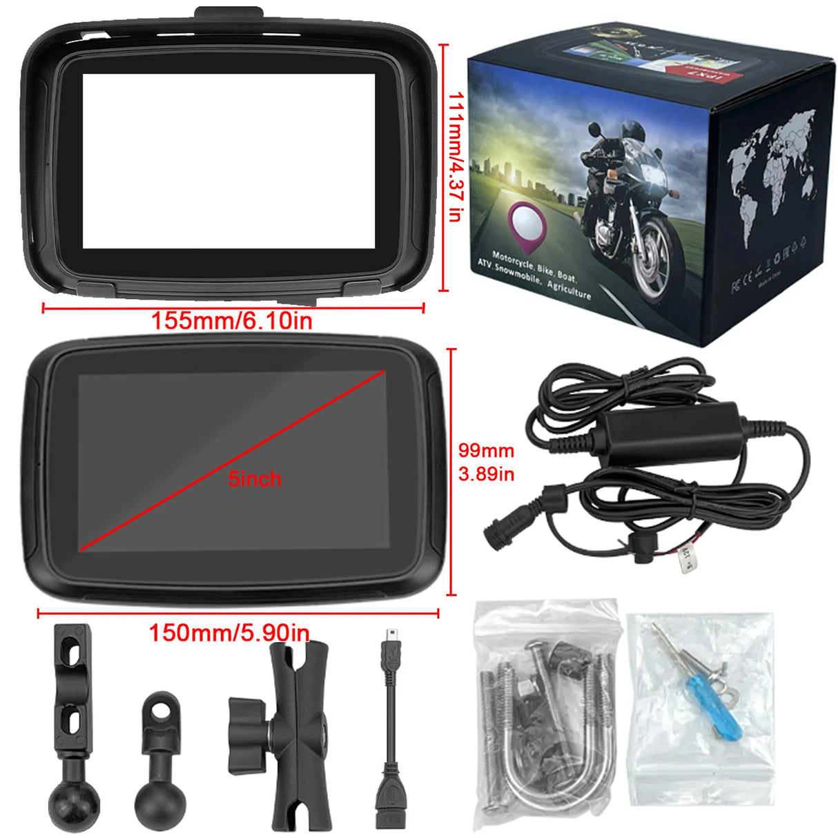 ZHNN 2023 Waterproof Portable Navigator Wireless CarPlay for Motorcycles