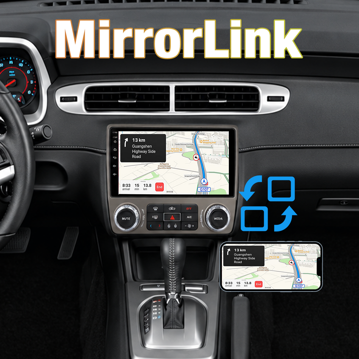 Android Car Stereo Radio for Chevrolet Chevy Camaro 2010-2015: AHD Backup Camera GPS Navi RDS FM 5G WiFi Steering Wheel Control