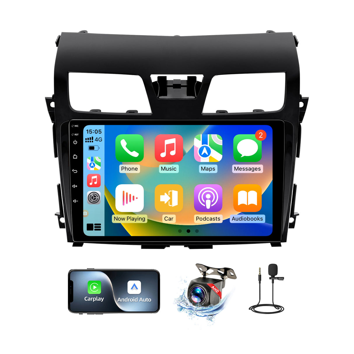 Android 13 Head Unit for Nissan Altima 2013-2015, 10.1 inch Touch Screen In-Car Audio System with Wired CarPlay, Android Auto, MirrorLink, Backup Camera, GPS Navigation, FM, SWC, 2G+64G, Bluetooth, High Definition, Led, Rear View Camera Input