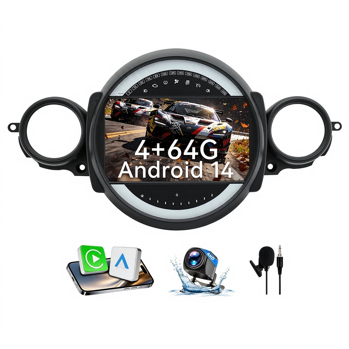Car Radio for BMW Mini Cooper 2007-2014, 4GB+64GB Android Car Stereo ...