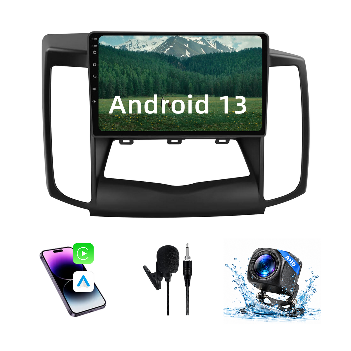 Car Stereo for Nissan Maxima 2009-2014 Android Head Unit Upgrade 9 Inch Touchscreen GPS Navi Wireless CarPlay Android Auto Bluetooth RDS FM Radio 4GB RAM 64GB ROM SWC AHD Backup Camera