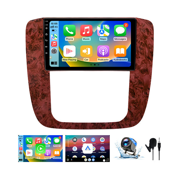 9" Car Head Unit for GMC Yukon Sierra, Chevy Tahoe Suburban Silverado 2007-2013, Wireless Carplay Player with Built-in Carplay, Android Auto Radio, 5G WiFi, GPS, Bluetooth, Backup Camera, FM, SWC, 2G+64G Car Screen