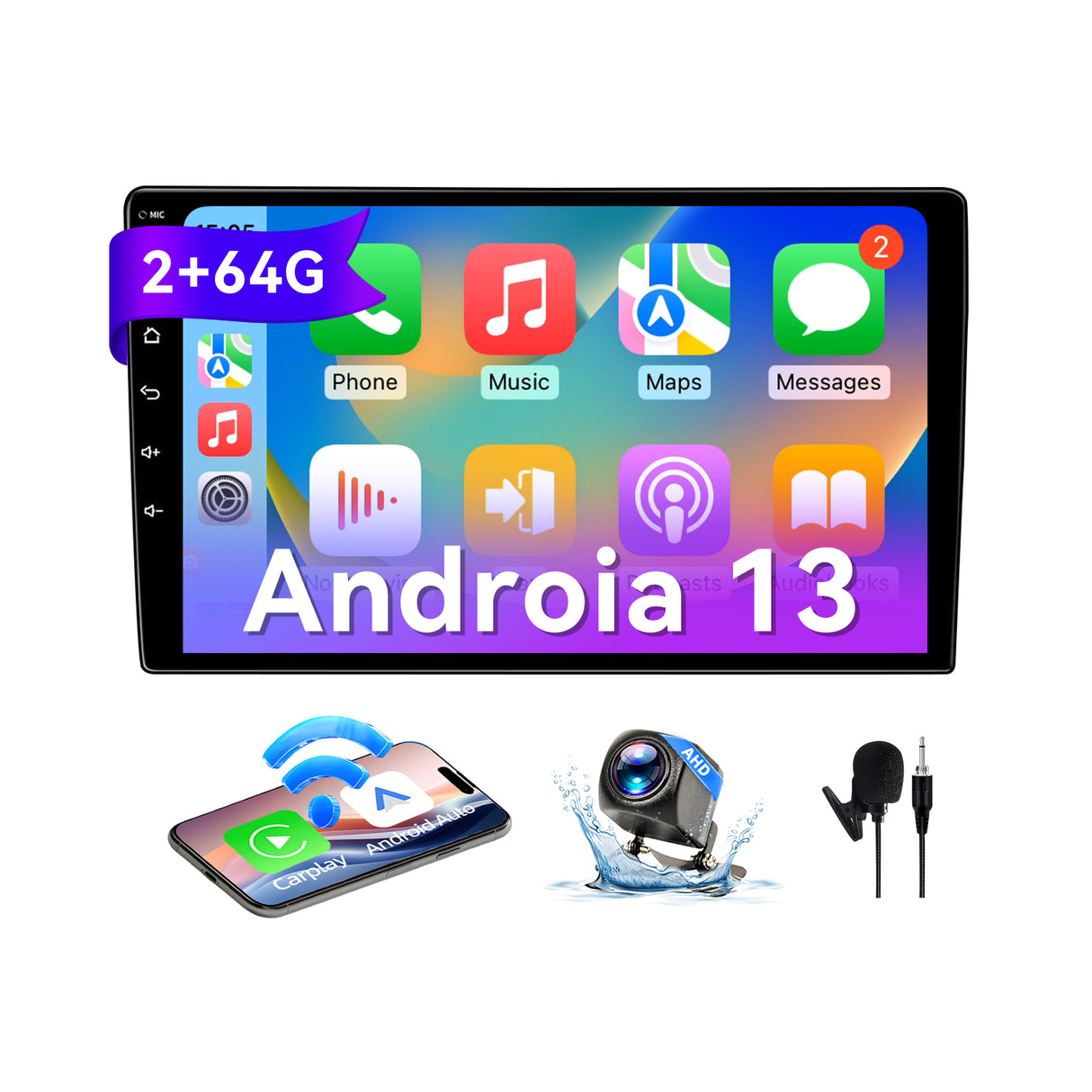 ZHNN 9 Inch Car Radio Stereo Compatible with Dodge RAM 2002-2006/Jeep Wrangler 2003-2006/Caravan 2004-2007, 2+64G Android 13 Car Head Unit with Wireless CarPlay/Android Auto, GPS, Backup Camera