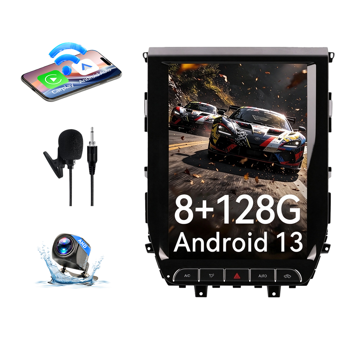 Android Car Stereo for Toyota Land Cruiser 2016-2020, 8-Core 8G+128G Touchscreen Head Unit, Wireless CarPlay & Android Auto, GPS Navigation, Bluetooth Audio, Built-in DSP Multimedia Player