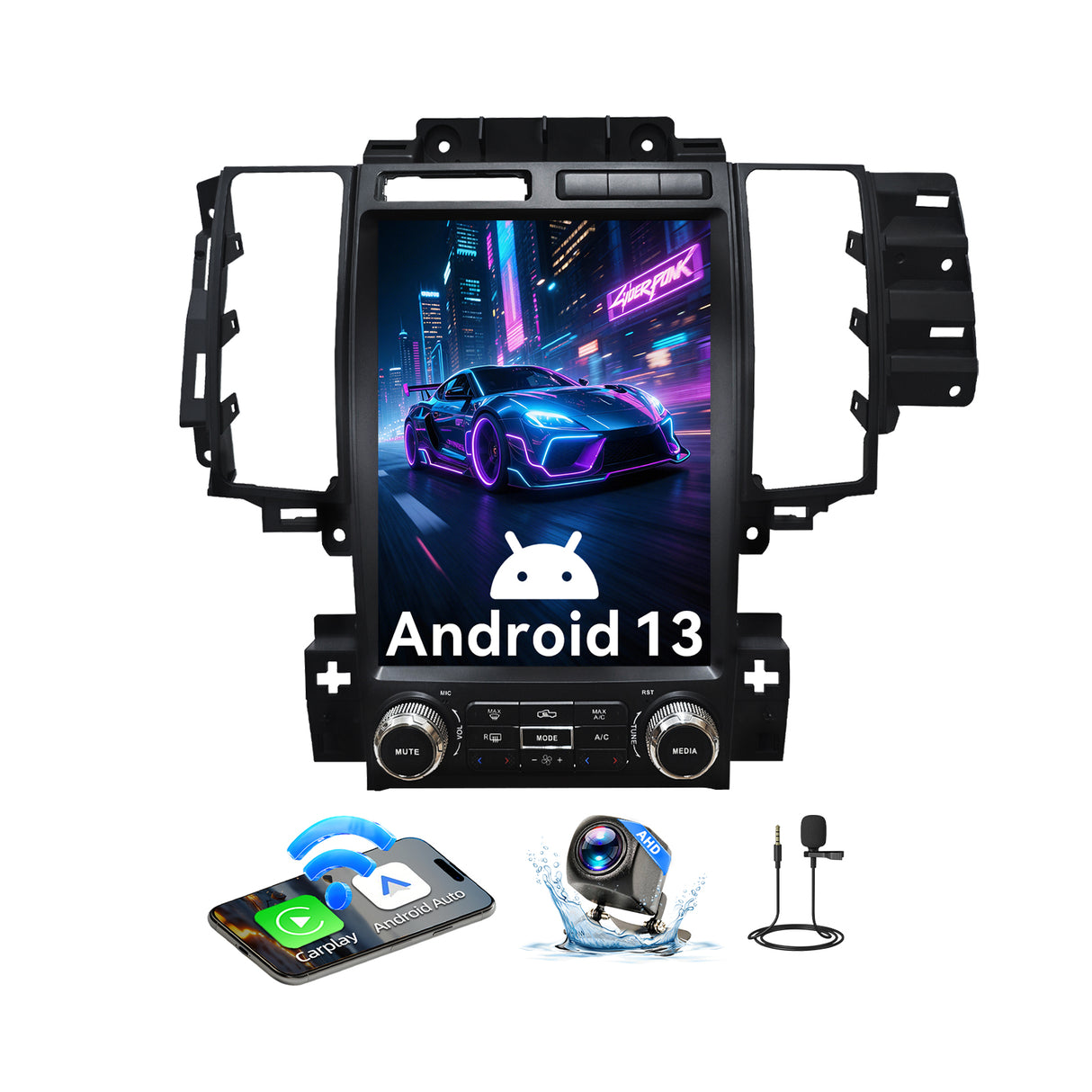 Car Radio Stereo for Ford Taurus 2009-2011 12.1' Touchscreen 4G RAM 64G ROM Wireless Carplay Android Auto Touchscreen 4G RAM 64G ROM with GPS Navigation WiFi Bluetooth FM