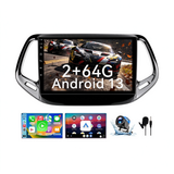 Car Stereo Head Unit for Jeep Compass 2017-2020, 10 Inch Android 13 Touch Screen Radio, Wireless CarPlay & Android Auto, GPS Navigation, Mirror Link, HD Backup Camera